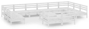 3083500 vidaXL Set mobilier de grădină, 13 piese, alb, lemn masiv de pin