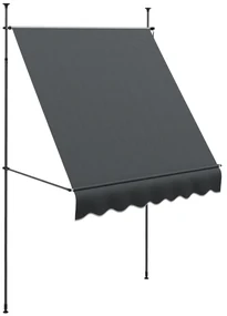 Outsunny Parasolar Manual Retractabil cu Manivela 200x120x210-300 cm cu Inaltime Ajustabila Impermeabil si Anti-UV Gri Inchis | Aosom Romania