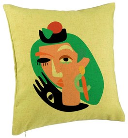 Perna Decorativa, Model Picasso style, 40x40 cm, Verde, Husa Detasabila, Burduf