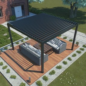 Pergolă bioclimatică din aluminiu cu lamele electrice 3 x 4 m + iluminare LED