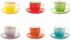 Set 6 căni colorate cu farfurioare din gresie Villa d'Este Baita