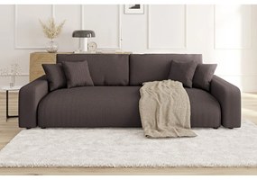 Canapea maro extensibilă, cu spațiu de depozitare, cu tapițerie din catifea reiată 234 cm Sara – Ropez