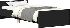 vidaXL Cadru de pat mic single, negru, 75x190 cm, lemn prelucrat