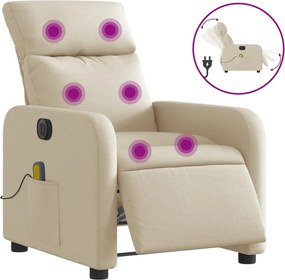 vidaXL Fotoliu electric de masaj rabatabil, crem, textil