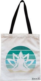 Sacosa de Panza pentru Cumparaturi, Geanta Tote, Yoga 19, Cu fermoar, 38x34.5 cm, Alba, BEKZ®
