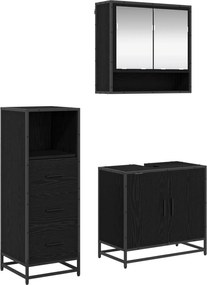 vidaXL Set de mobilier pentru baie 3 pcs Stejar Negru Lemn compozit