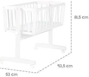Pătuț leagăn alb cu roți 40x90 cm – Roba