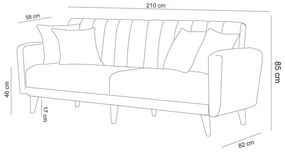 Canapea cu 3 Locuri Aqua - Green 210 X 85 X 82