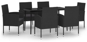 3099634 vidaXL Set de servit masa pentru grădină, 7 piese, negru