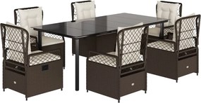 vidaXL Set mobilier de grădină cu perne, 7 piese, maro, poliratan