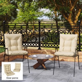 Outsunny Set 2 Perne pentru Scaune de Exterior cu Curele de Fixare, Perne Imbottite din Poliester și Bumbac, pentru Șezlonguri, Fotolii, 50x120x8 cm, Bej | Aosom Romania