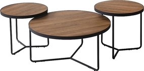 Set 3 masute cafea DEMETER II, nuc/negru