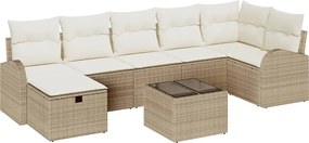 vidaXL Set de canapele pentru grădină cu pernă 8 pcs Bej Rattan poli