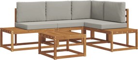 vidaXL Set de canapele de exterior 5 Bucată Gri natural și deschis