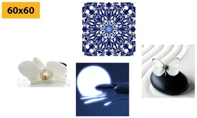 Set tablouri Feng Shui în design alb-albastru