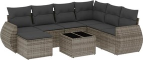 vidaXL Set canapele de grădină cu perne, 8 piese, gri, poliratan