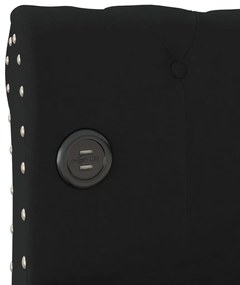 Pat de zi cu saltea, negru, 90x200 cm, textil, USB Negru