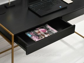 Masă PC Unica (lemn negru + auriu). 1109852