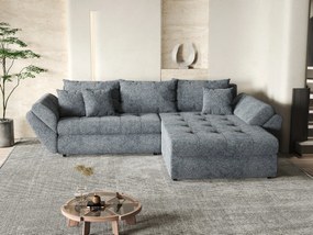 Colțar extensibil dumonde cu ladă de depozitare si sezut confortabil din spuma high-density, Loana Euphoria Graphit II 270x185 cm