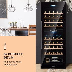 Klarstein Barossa 54 Duo, Frigider pentru vin, 2 zone, 148 litri, 54 sticle cu ecran tactil
