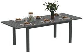 Outsunny Masă Extensibilă pentru Grădină din Aluminiu și Blat cu Șipci, 160/220x90x73 cm, Gri | Aosom Romania