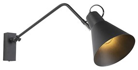 Lampa de perete de design neagră reglabilă - Luna