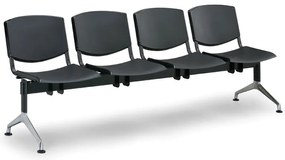 Bancă de design din plastic, 4 locuri, galbenă