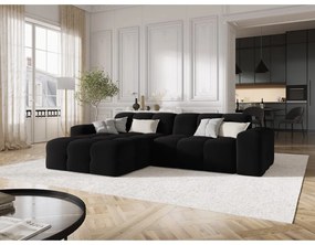 Colțar negru cu tapițerie din catifea (pe partea stângă) Kendal – Micadoni Home