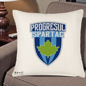 Perna Personalizata Progresul Spartac Fotbal, 40x40 cm, Crem Reliefat, Husa Detasabila, Perna Inclusa, BEKZ®