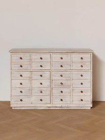 Comoda bej, din lemn reciclat, cu 2 sertare si 2 usi, cu aspect vintage, Mara