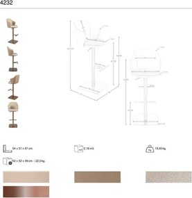 Scaun de bar pivotant cu inaltime reglabila Stool crem/ maro