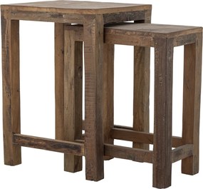 Set de 2 măsuțe laterale rustice din lemn reciclat maro, 26x40x50 cm și 36x40x57 cm, „Galen"