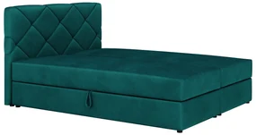 Pat matrimonial Boxspring 160x200 cm Karum (cu saltea și somieră) (verde închis). 1007782
