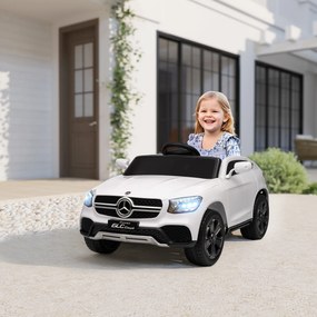 AIYAPLAY Mașină electrică pentru copii, vehicul electric 12V, telecomandă 2,4G, 3 viteze, pornire lentă, 105x68x50cm, alb | Aosom Romania