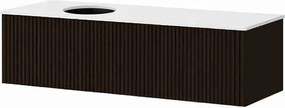 Set dulap baza suspendat KolpaSan Orphia riflat 1 sertar 120 cm finisaj grafit negru cu blat Kerrock