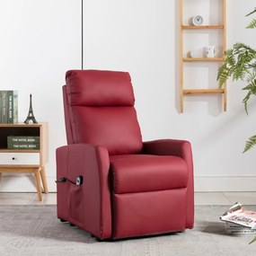 249320 vidaXL Fotoliu TV rabatabil electric vertical roșu vin piele ecologică