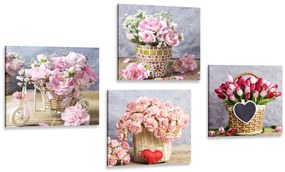 Set tablouri buchete de flori în design vintage