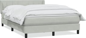 vidaXL Pat box spring cu saltea, gri deschis, 160x210 cm, catifea