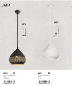 Pendul design industrial metalic negru/auriu KAIA 2278 RX