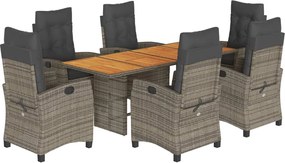 vidaXL Set mobilier de grădină cu perne, 7 piese, gri, poliratan