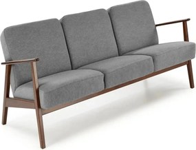 Canapea MILANO 3S, gri - Castel 93, stofa catifelata/lemn, 175x77x77 c
