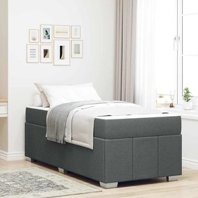 vidaXL Cadru de pat cu saltea Gri închis 90 x 190 cm țesătură