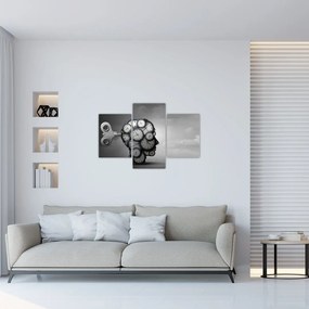 Tablou artistic cu cu cap și ceas (90x60 cm)