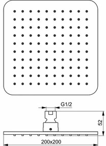 Palarie dus Ideal Standard IdealRain Cube M1 patrata 200x200 mm