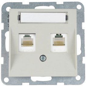 Priza dubla internet cat 5E, IP20, Sandstone, Panasonic Karre Plus 55 Soft Touch