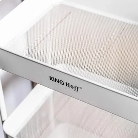 Raft mobil Kinghoff KH 1942, 3 niveluri, 4 roți pivotante 360 grade, alb