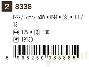 Stalp exterior H-50cm, IP44, Bonn 8338 RX