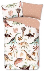 Lenjerie de pat pentru copii maro-bej din bumbac pentru pat de o persoană 140x200 cm Dino – Good Morning