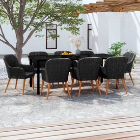 vidaXL Set mobilier de grădină cu perne, 9 piese, negru