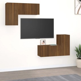 3120274 vidaXL Set dulapuri TV, 4 piese, stejar maro, lemn prelucrat